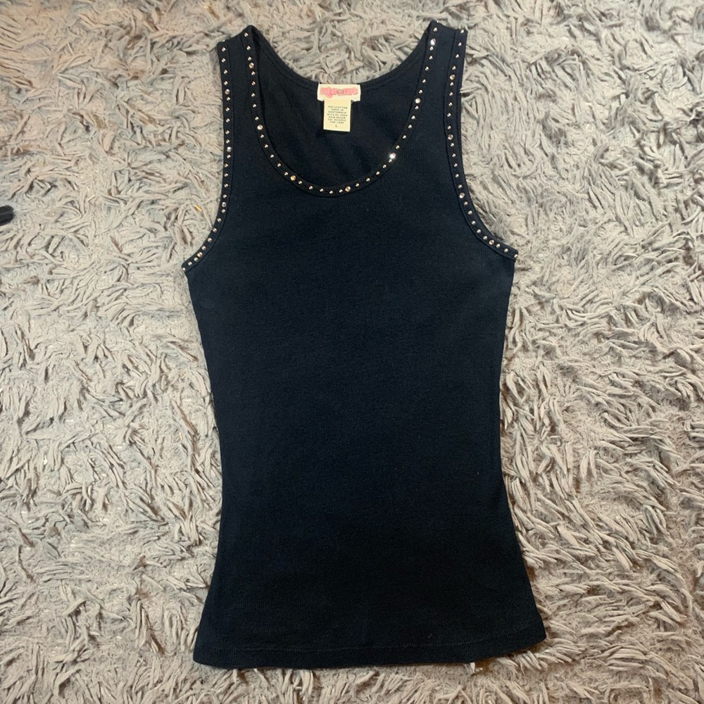 Vintage Y2K black Sugar Tart ribbed  studded tank top sz L